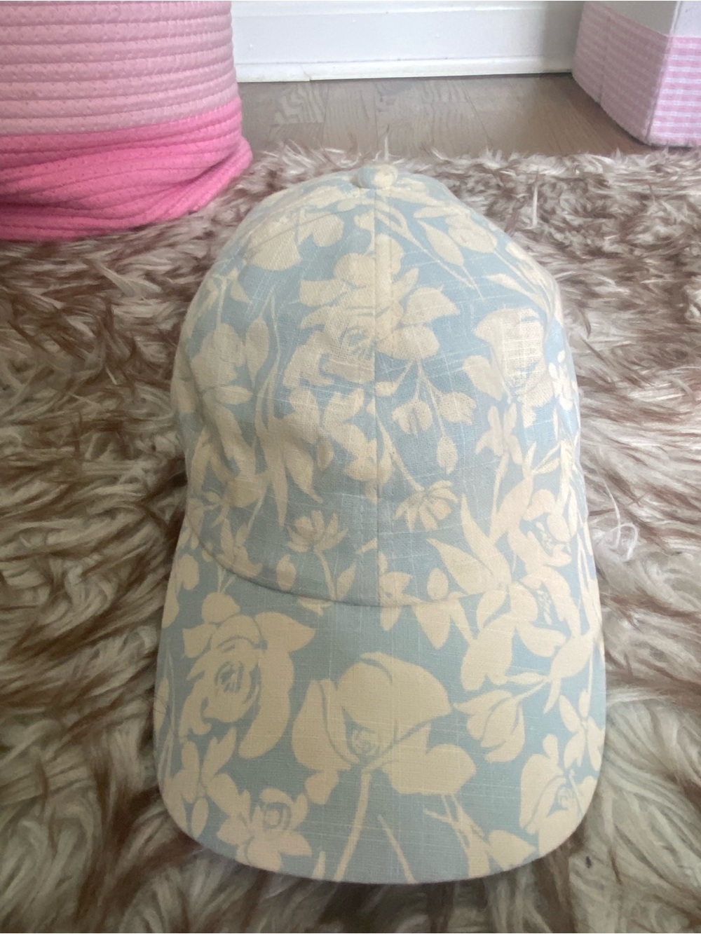 Light Blue Floral Baseball Cap - Women's Sun Hat